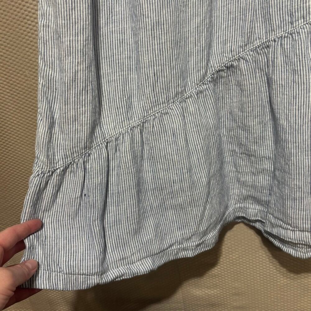 Lucky Brand 100% Linen Blue White Striped Sleeveless Tiered V-Neck Dress Size S - Picture 2 of 7